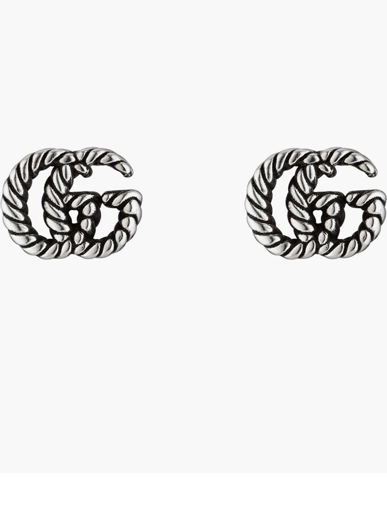 Gucci Silver Double G Rope Motif Stud Earrings 300$